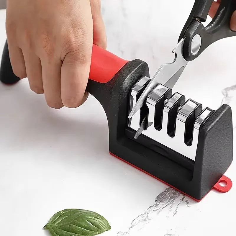 3-Stage Kitchen Knife Sharpener Tungsten Steel/Ceramic Sharpening System Handheld Sharpeners with Non Slip Base Kitchen Knives
