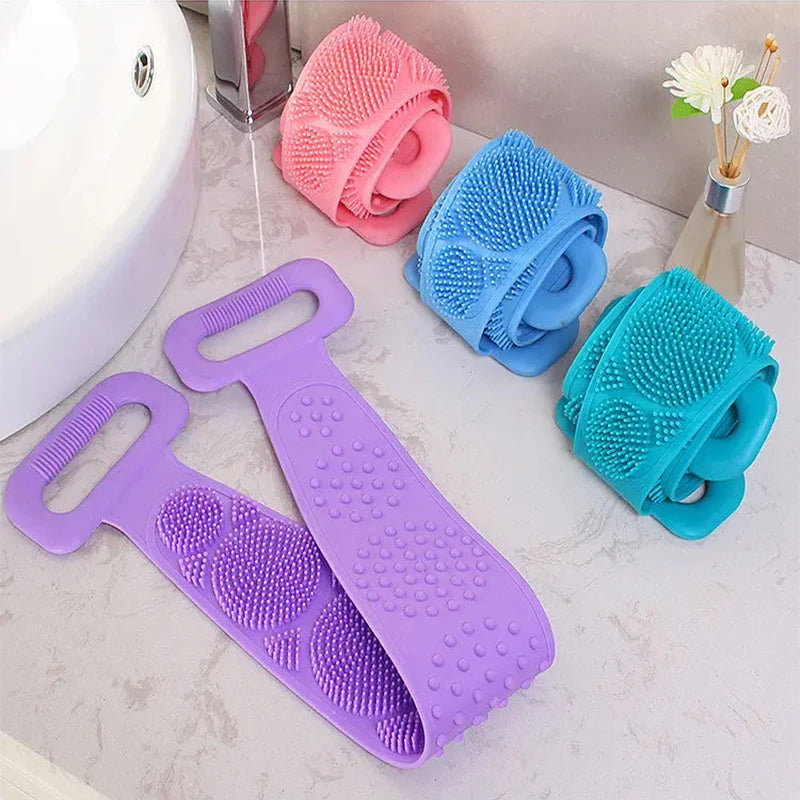 Body Silicone Brush Scrub Body Exfoliating Sponge Brush Bathroom Shower Back Brush Bath Scrub Clean Tool Stain Removal Bath Belt