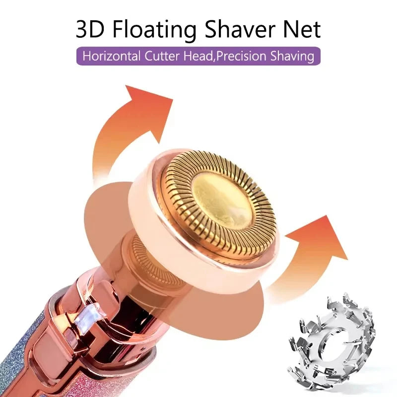 2 IN 1 Rechargeable Epilator Electric Eyebrow Trimmer Female Body Facial Lipstick Shape Hair Removal Mini Painless Razor Shaver