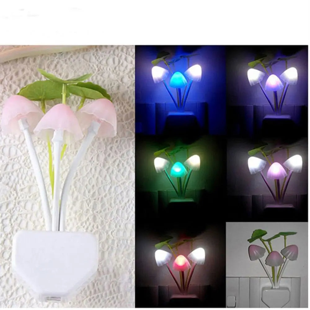 LED Sensor Night Light Mushroom Colorful Silicone Nightlights for Adults Kids US/EU Plug 110V/220V Cheap Night Light 1PC