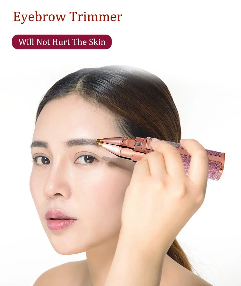 2 IN 1 Rechargeable Epilator Electric Eyebrow Trimmer Female Body Facial Lipstick Shape Hair Removal Mini Painless Razor Shaver