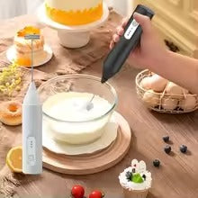 2-in-1 Electric Milk Frother & Hand Mixer - 3-Speed Rechargeable for Coffee/Whiskey Foam, Compact Ergonomic Kitchen Tool