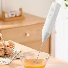 2-in-1 Electric Milk Frother & Hand Mixer - 3-Speed Rechargeable for Coffee/Whiskey Foam, Compact Ergonomic Kitchen Tool